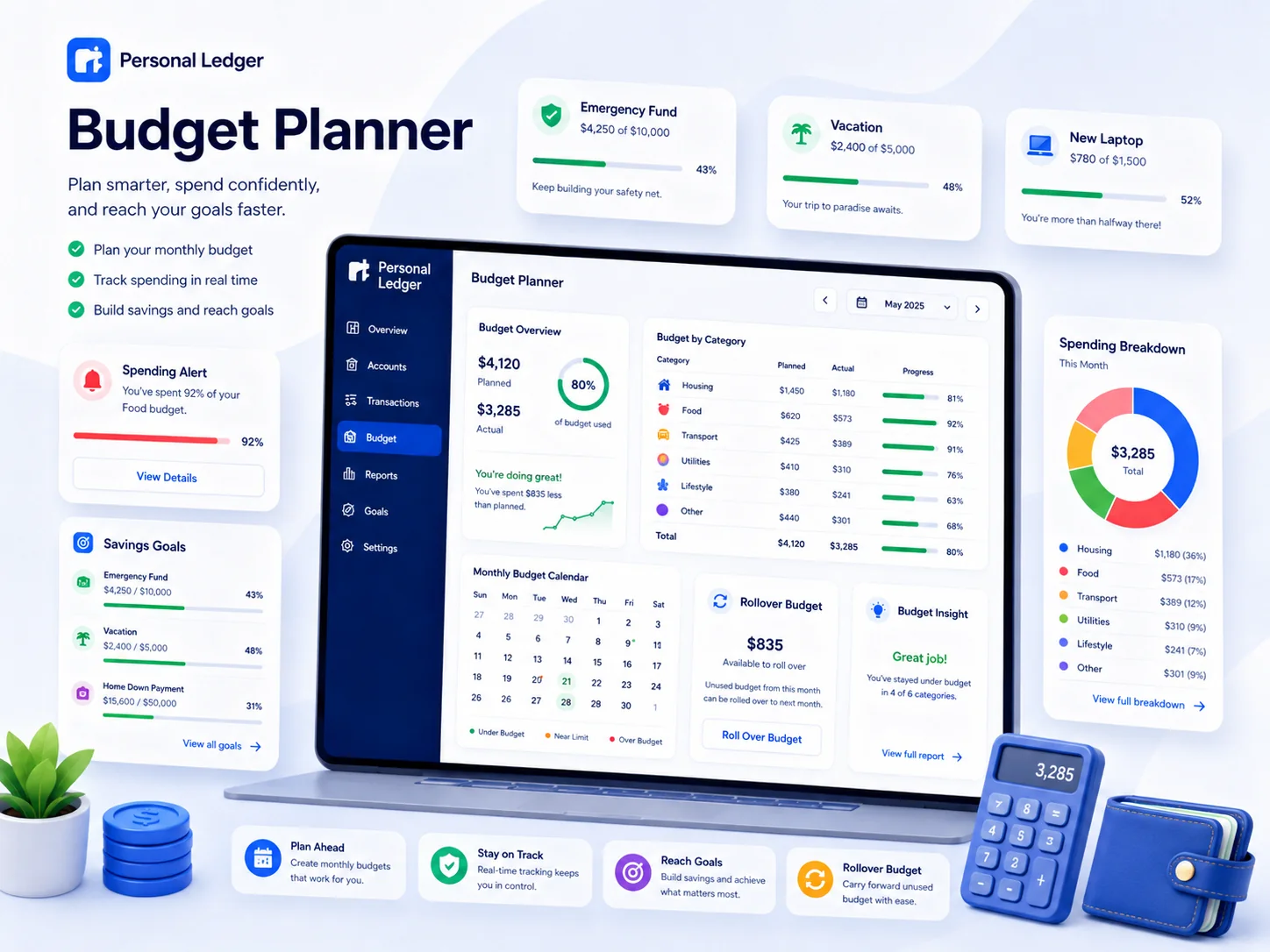 Monthly budget planning illustration