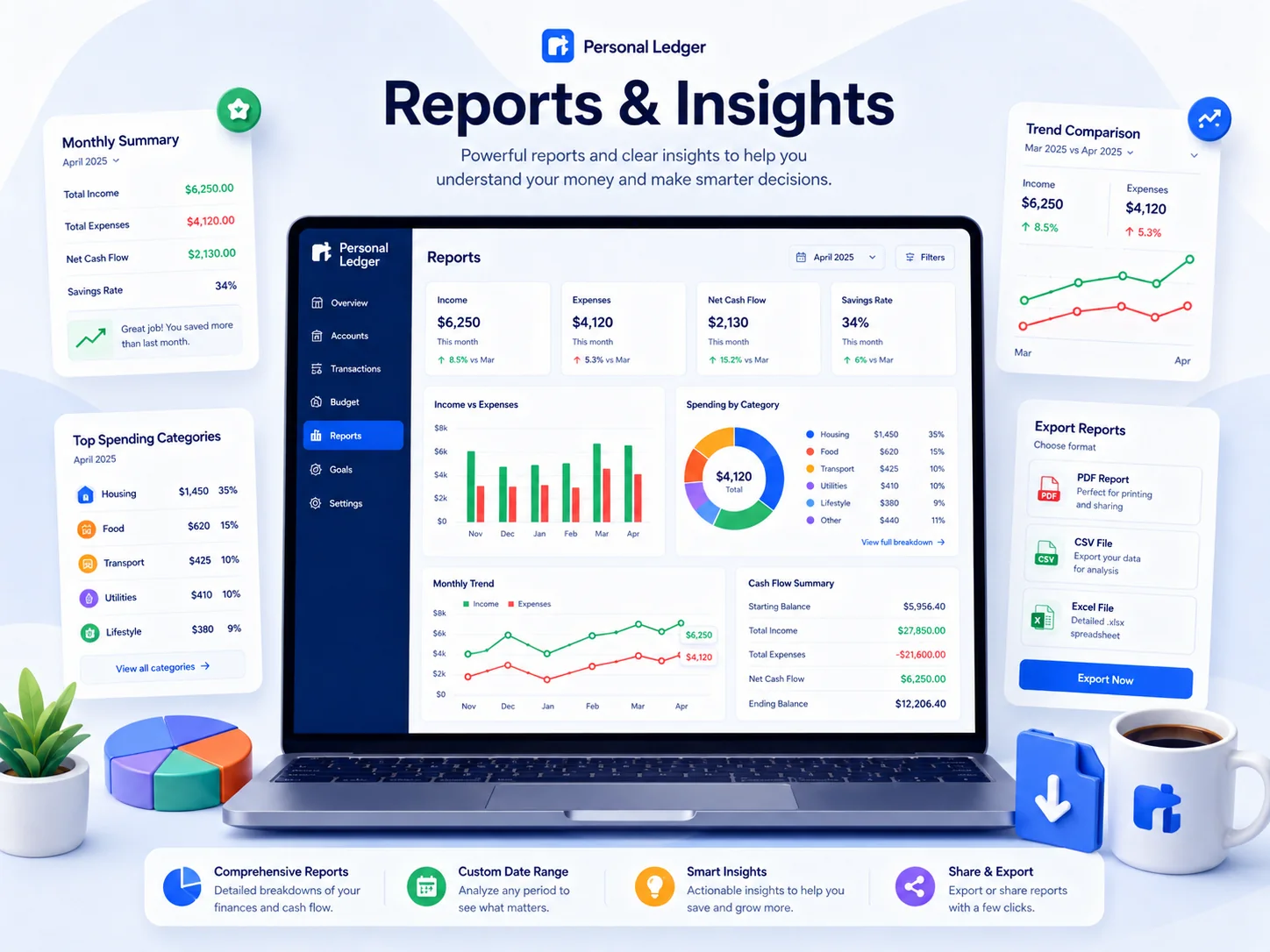 Financial reports and insights illustration